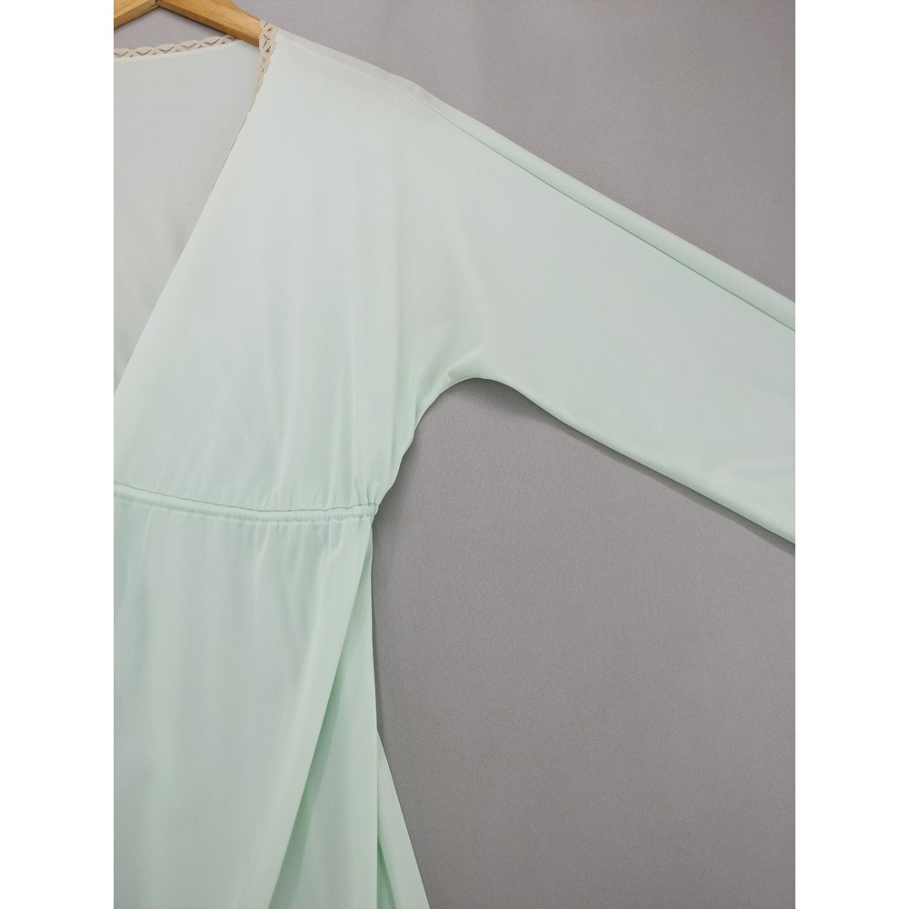 Vintage‎ Vanity Fair Robe Sz L 36 Mint Green Lace Trim Long Sleeve Button Front - Picture 6 of 11